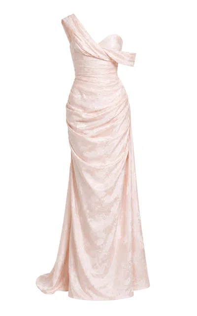 Sandra Mansour Slow Burn Silk Brocade Maxi Dress In Pink