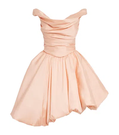Sandra Mansour Taffeta À Demi Mini Dress In Pink