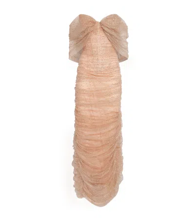 Sandra Mansour Tulle Draped La Rose Gown In Brown