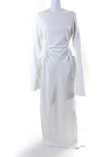 Pre-owned Sandra Mansour Womens Cut Out Ruched Cardeau Tardif Dress White It 42
