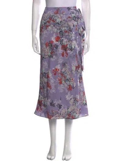 Pre-owned Sandra Weil Floral Print Midi Length Skirt In Purple
