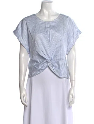 Pre-owned Sandra Weil Striped Bateau Neckline Crop Top In Multi