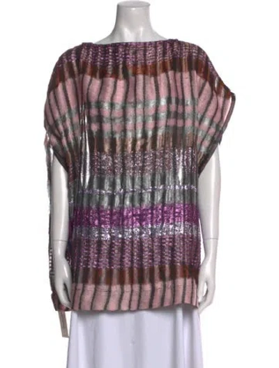 Pre-owned Sandra Weil Striped Bateau Neckline Tunic W/ Tags In Multi