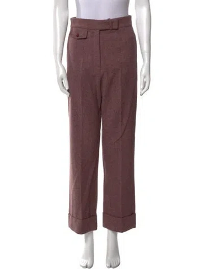 Pre-owned Sandra Weil Wool Straight Leg Pants In Purple