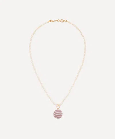 Sandralexandra 18ct Gold-plated Stripey Bola And White Pearl Necklace
