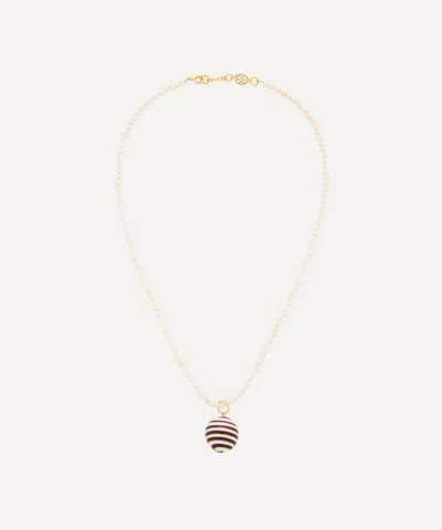 Sandralexandra 18ct Gold-plated Stripey Bola And White Pearl Necklace