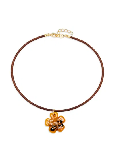 Sandralexandra Clover Mustard Necklace In Burgundy