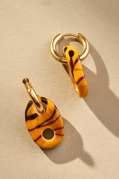 Sandralexandra Mariner Huggie Hoop Earrings In Brown