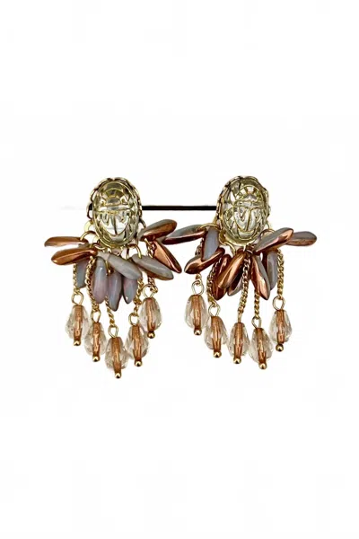 Sandrine France Mirabel Earrings In Gold/brass In Multi