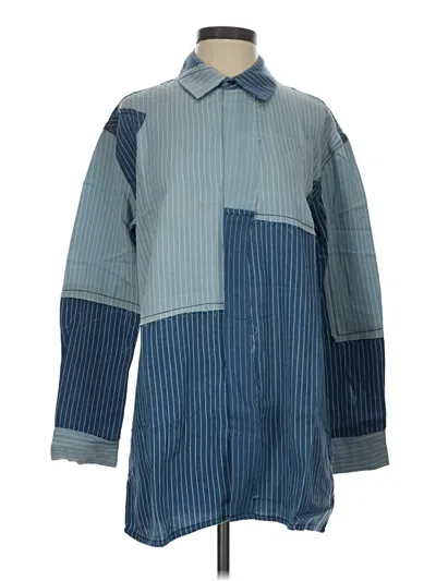 Sandrine Rose 3/4 Sleeve Button Down Shirt In Blue
