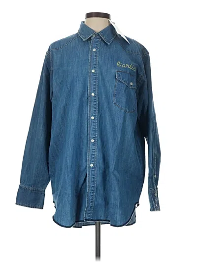 Sandrine Rose Long Sleeve Button Down Shirt In Blue