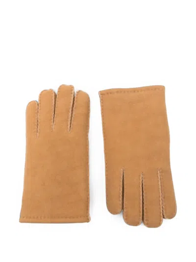 Sandro Shearling Gloves In 브라운