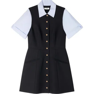 Sandro 2-in-1 Short Dress In Black