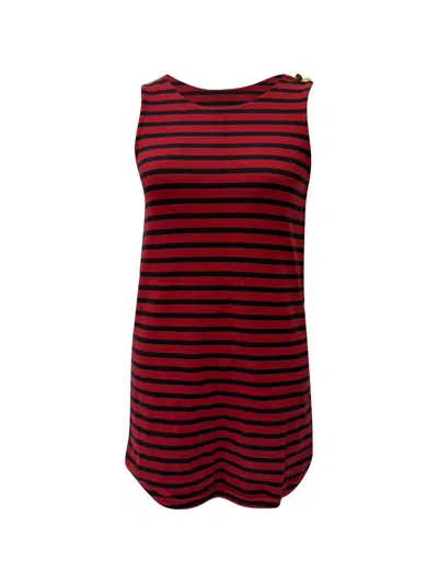 Pre-owned Sandro 2010-2020s Striped Sleeveless Dress In Red