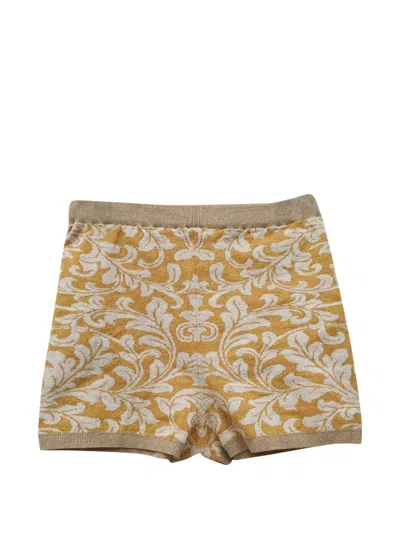 Pre-owned Sandro 2021 Misha Metallic-threaded Shorts In Yellow