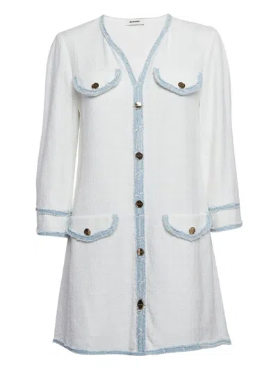 Pre-owned Sandro 2024 Contrasting-trim Dress In White