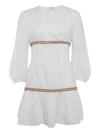 Pre-owned Sandro 2024 Embroidered-trim Dress In White