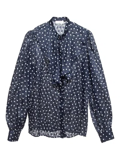 Pre-owned Sandro 2024 Polka-dot Shirt In Blue