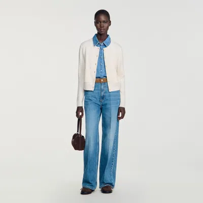 Sandro 2-in-1 Effect Cardigan In Ecru