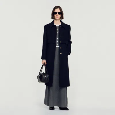 Sandro 2-in-1 Effect Wool Coat In Blue