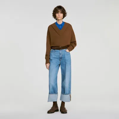 Sandro 2-in-1 Wool And Cashmere Sweater In Camel