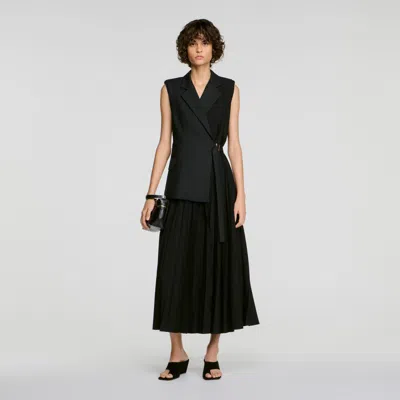 Sandro 2-in-1 Wraparound Maxi Dress In Black