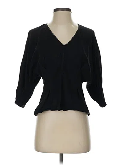 Pre-owned Sandro 3/4 Sleeve Blouse In Black
