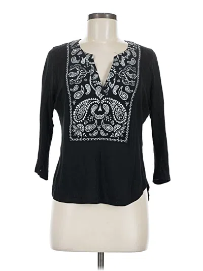 Pre-owned Sandro 3/4 Sleeve Blouse In Black