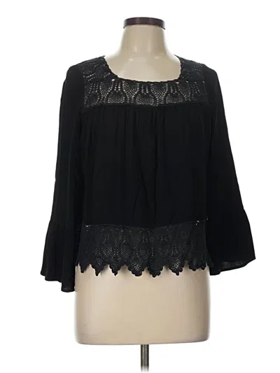 Pre-owned Sandro 3/4 Sleeve Blouse In Black