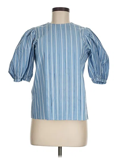 Pre-owned Sandro 3/4 Sleeve Blouse In Blue