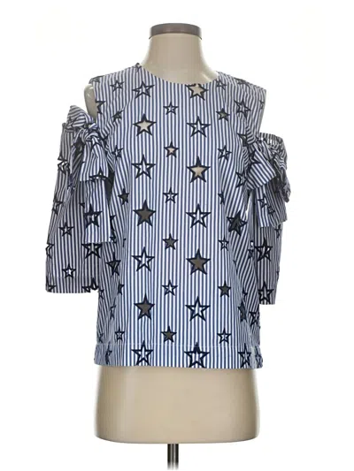 Pre-owned Sandro 3/4 Sleeve Blouse In Blue