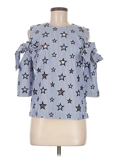 Pre-owned Sandro 3/4 Sleeve Blouse In Blue