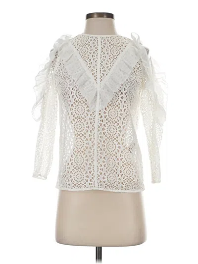 Pre-owned Sandro 3/4 Sleeve Blouse In Ivory
