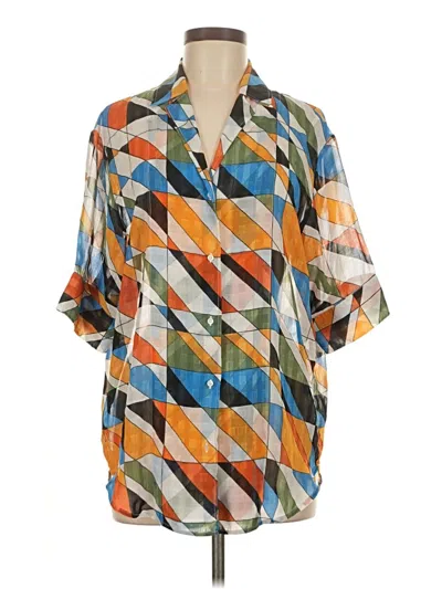 Pre-owned Sandro 3/4 Sleeve Blouse In Orange