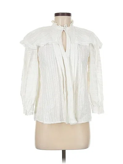 Pre-owned Sandro 3/4 Sleeve Blouse In White