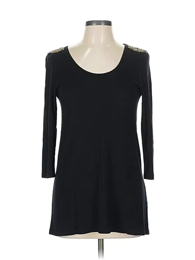 Pre-owned Sandro 3/4 Sleeve Top Black Scoop Neck Tops