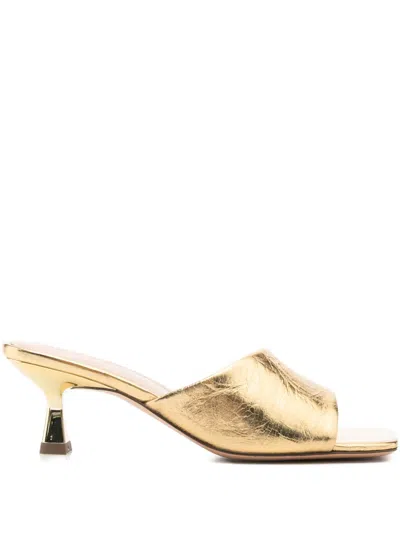 Sandro 60mm Leather Sandals In Gold