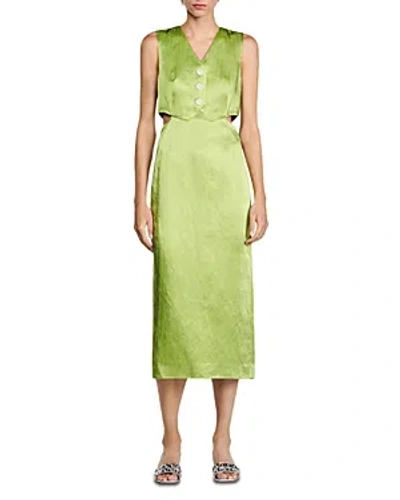 green emerald velvet dress SANDRO DAY DREAM MAXI DRESS IN VISCOSE-KNIT MAXI DRESS - Green