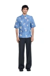 Sandro Abstract Floral Shirt In Blue