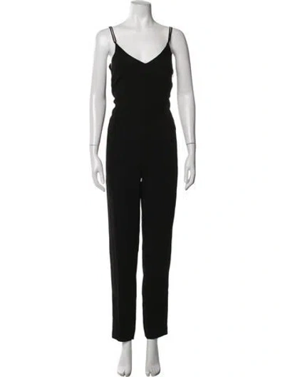 Pre-owned Sandro Acetate V-neck Jumpsuit In Black