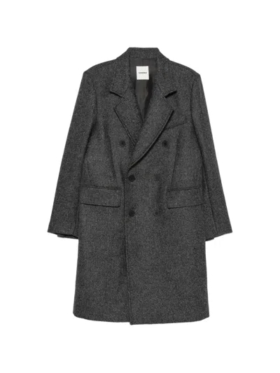 Sandro Achille Double-breasted Coat In Gray