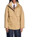 Sandro Jacket With Adjustable Waist In Brown