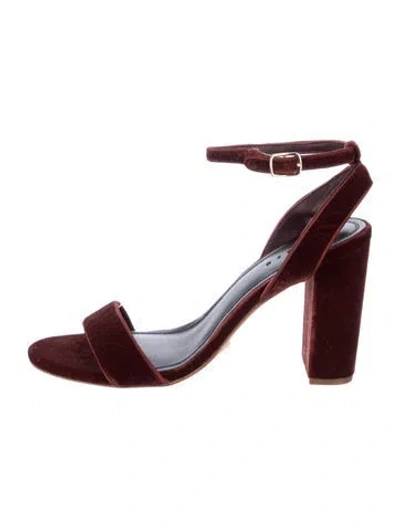 Pre-owned Sandro Adrianne Velvet Sandals In Black/burgundy
