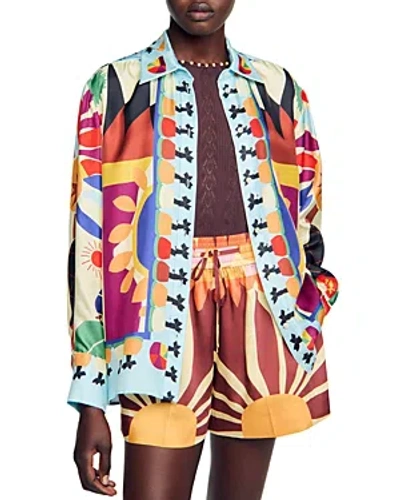 Sandro Afrique Silk Shirt In Multi-color