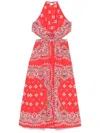 Sandro Ajaccio Midi Dress In Red