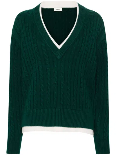 Sandro Albus Cable-knit Jumper In Verts