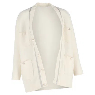 Sandro Aldy Cardigan In White Cotton In Gold