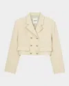 Sandro Alessandrie Double-breasted Cropped Blazer In Sand