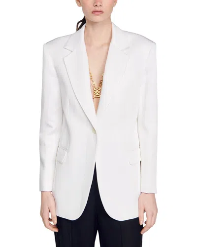 Sandro Alicia Linen-blend Blazer In White