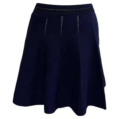 Sandro A-line Mini Skirt In Navy Blue Polyamide